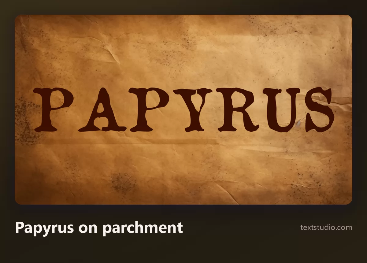 The word Papyrus in dark brown letters on an aged and creased parchment background