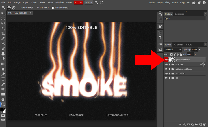How do I edit a text effect with Photopea and TextStudio?