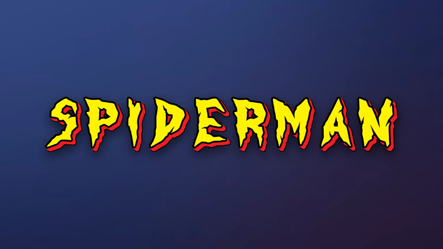 A Spider-Man style title reading Spiderman in jagged yellow letters with a thick red outline