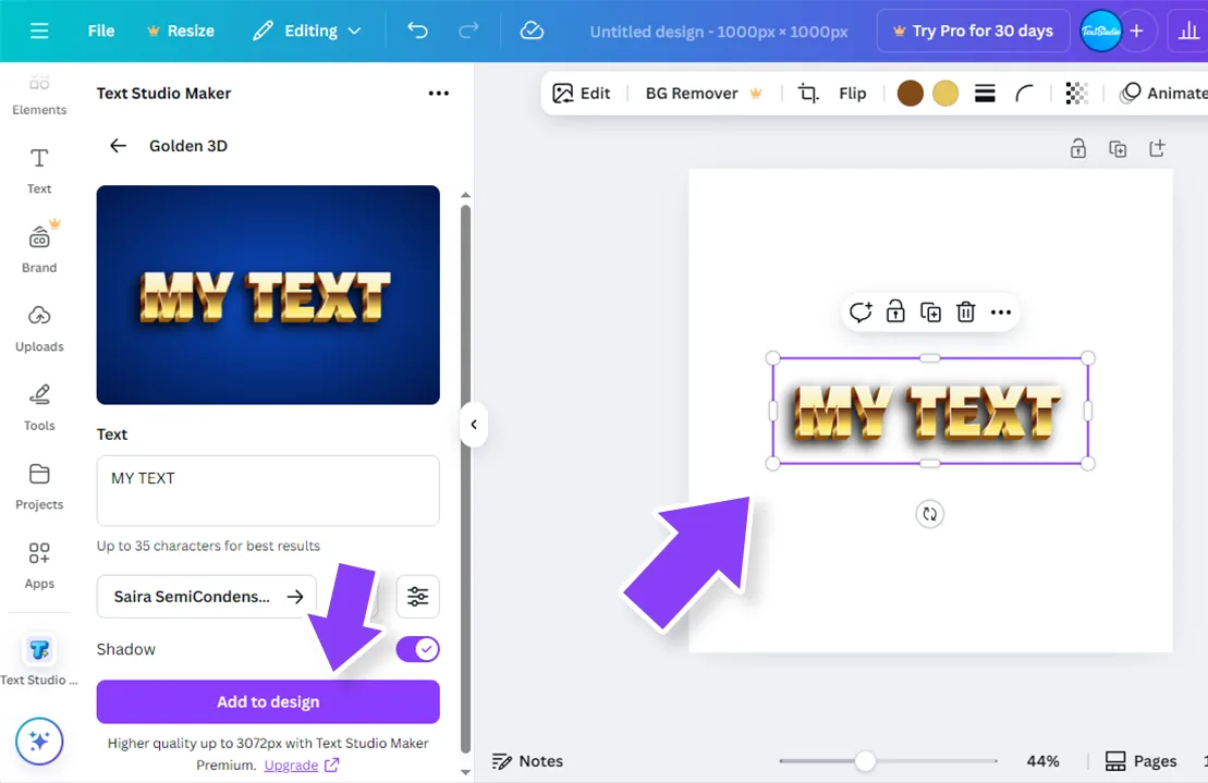 Texteffekt Canva Demo