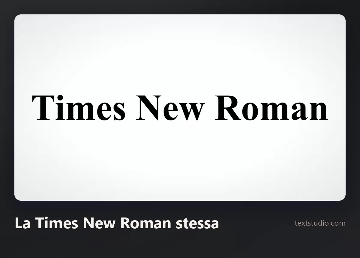 Le parole Times New Roman nel carattere Times New Roman, lettere serif nere su uno sfondo bianco uniforme