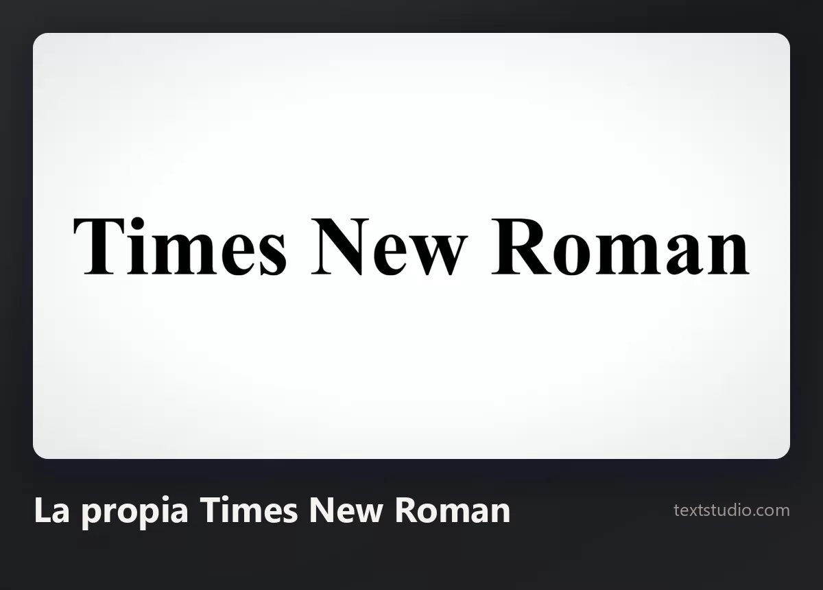 Las palabras Times New Roman en la propia tipografía Times New Roman, letras serif negras sobre un fondo blanco liso