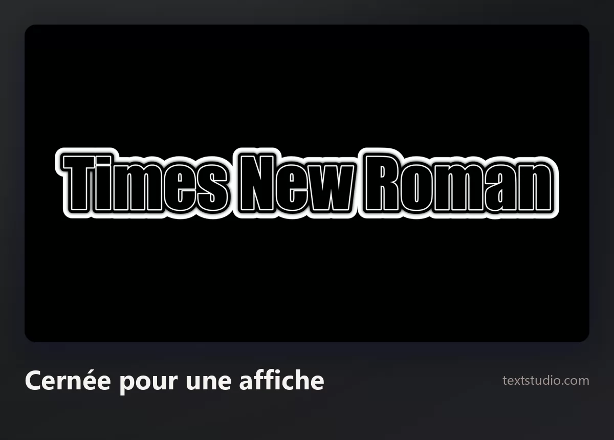 Les mots Times New Roman en lettres blanches grasses avec un épais contour noir sur un fond noir