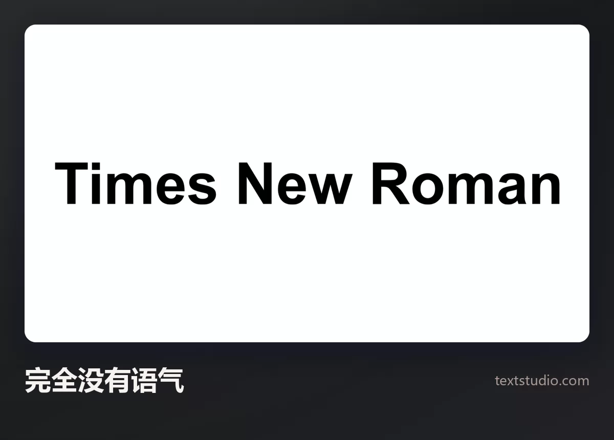 Times New Roman 这几个词以朴素的黑色粗体无衬线体呈现，白色背景，不加任何效果