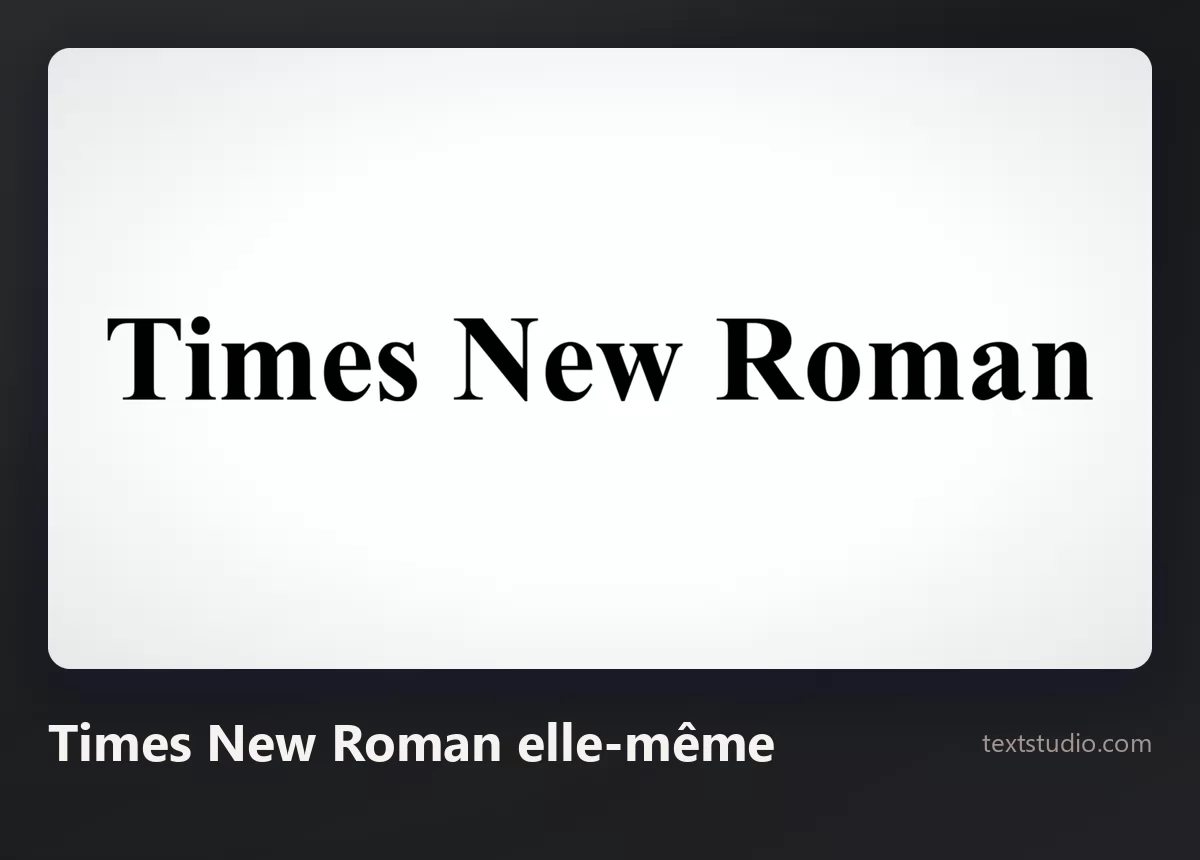Les mots Times New Roman dans la police Times New Roman, lettres serif noires sur un fond blanc uni