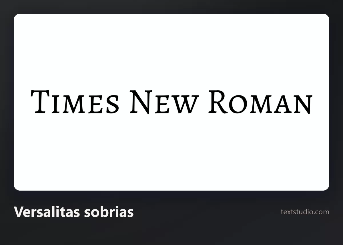 Las palabras Times New Roman en una serif minimalista compuesta en versalitas con mucho espacio entre letras, en negro sobre blanco