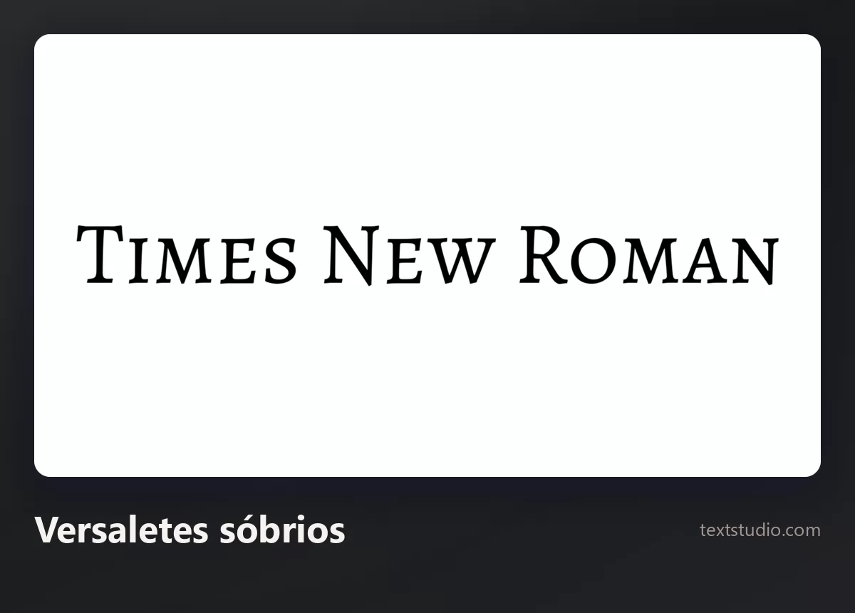 As palavras Times New Roman numa serifada minimalista composta em versaletes com espacejamento largo, preto sobre branco
