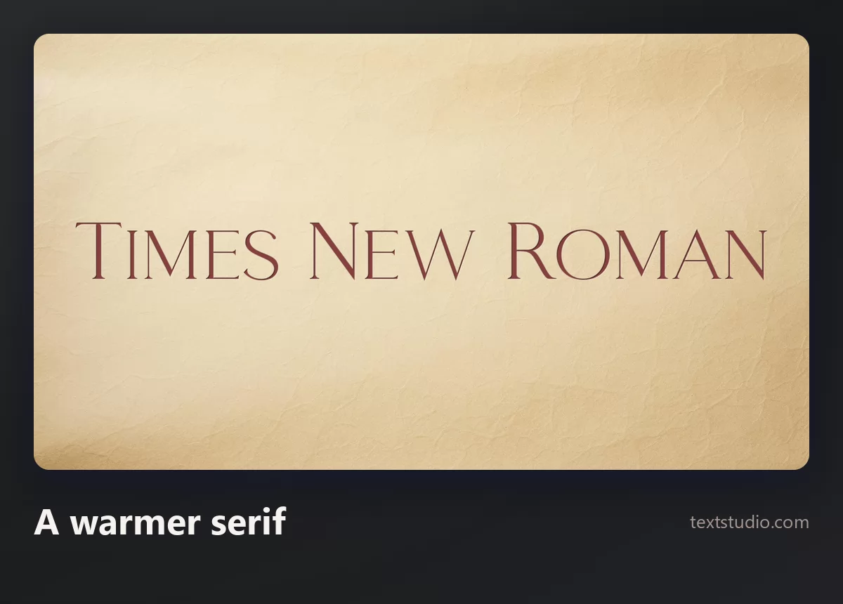 The words Times New Roman in a warm brown serif with generous spacing on an aged cream parchment background