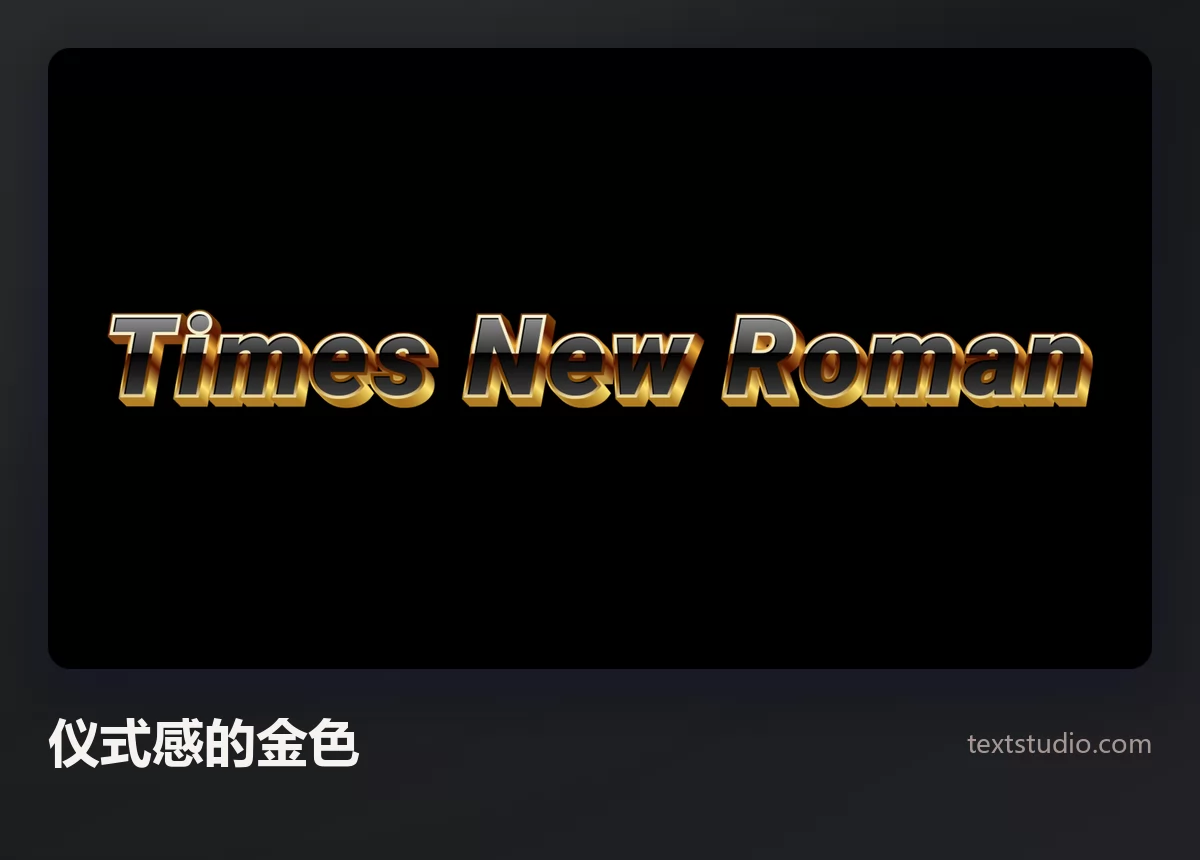 Times New Roman 这几个词以金色立体字呈现，边缘带斜切面，背景是黑色