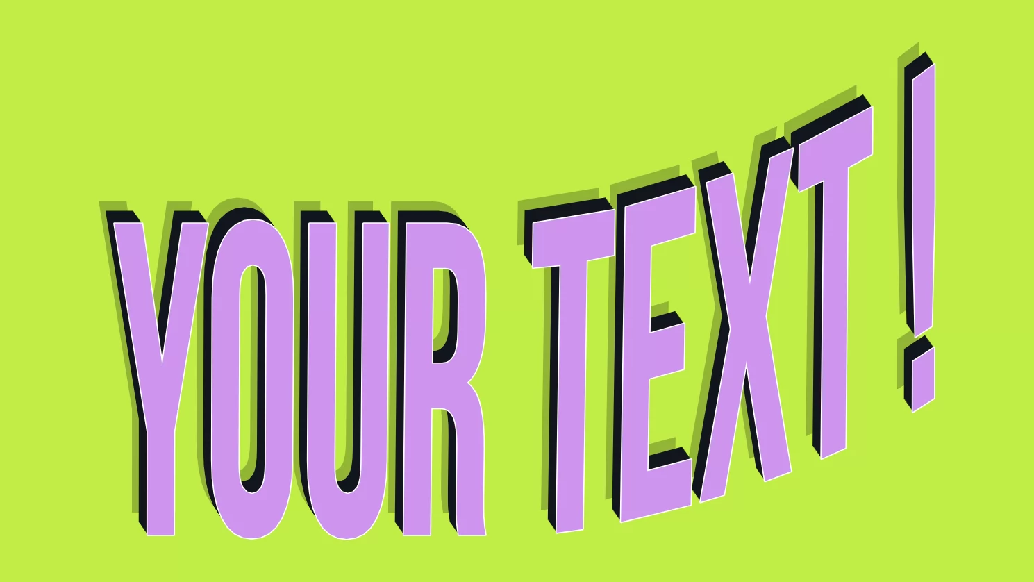 Purple 3D warped text reading "Your Text" bent upward, made with Text Warper